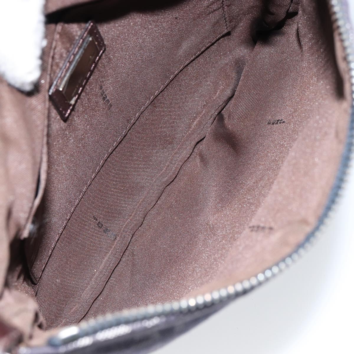 FENDI Zucchino Canvas Shoulder Bag Navy Silver Auth 152243