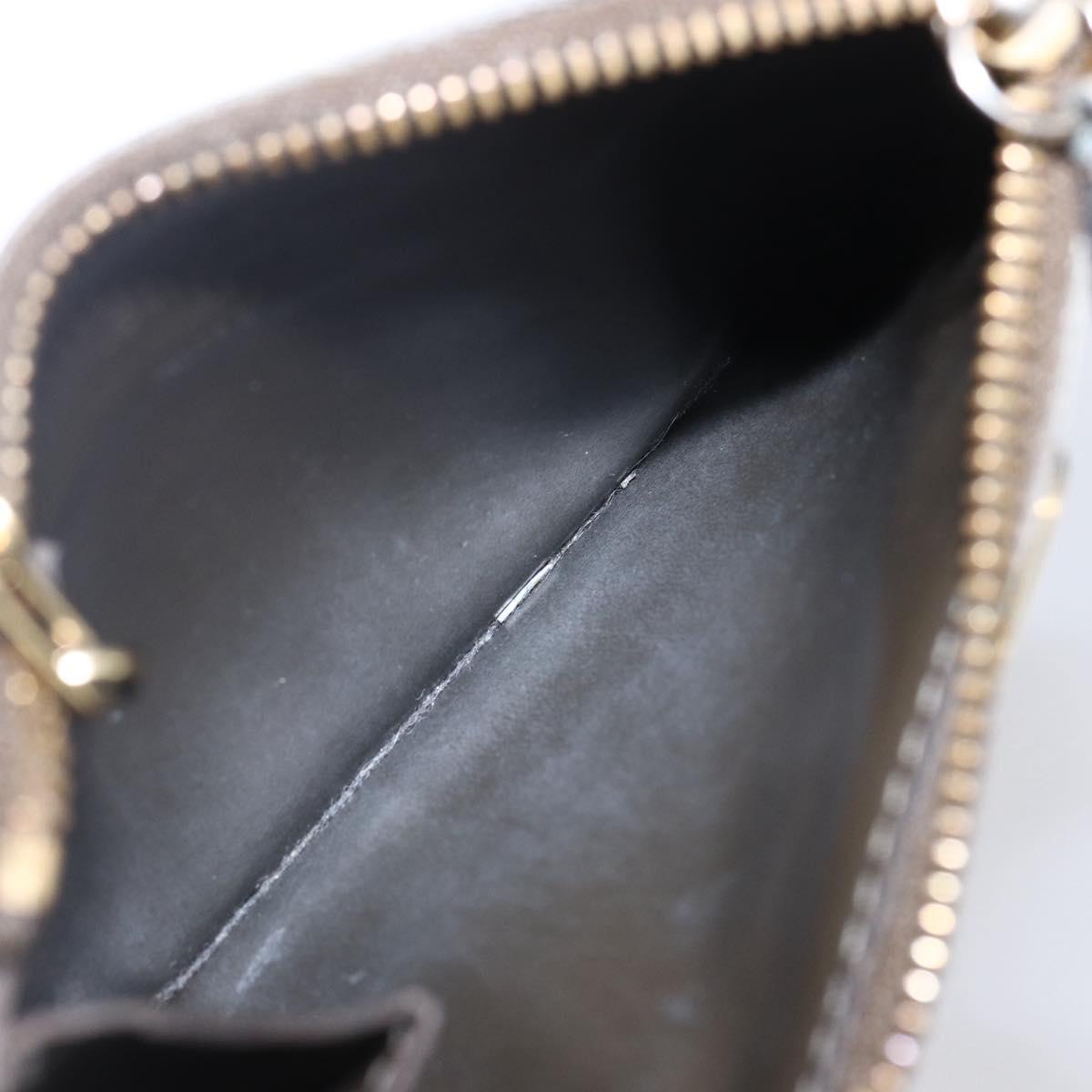 LOUIS VUITTON Monogram Vernis Pochette Cle NM Purse Beige M91763 Auth 152245