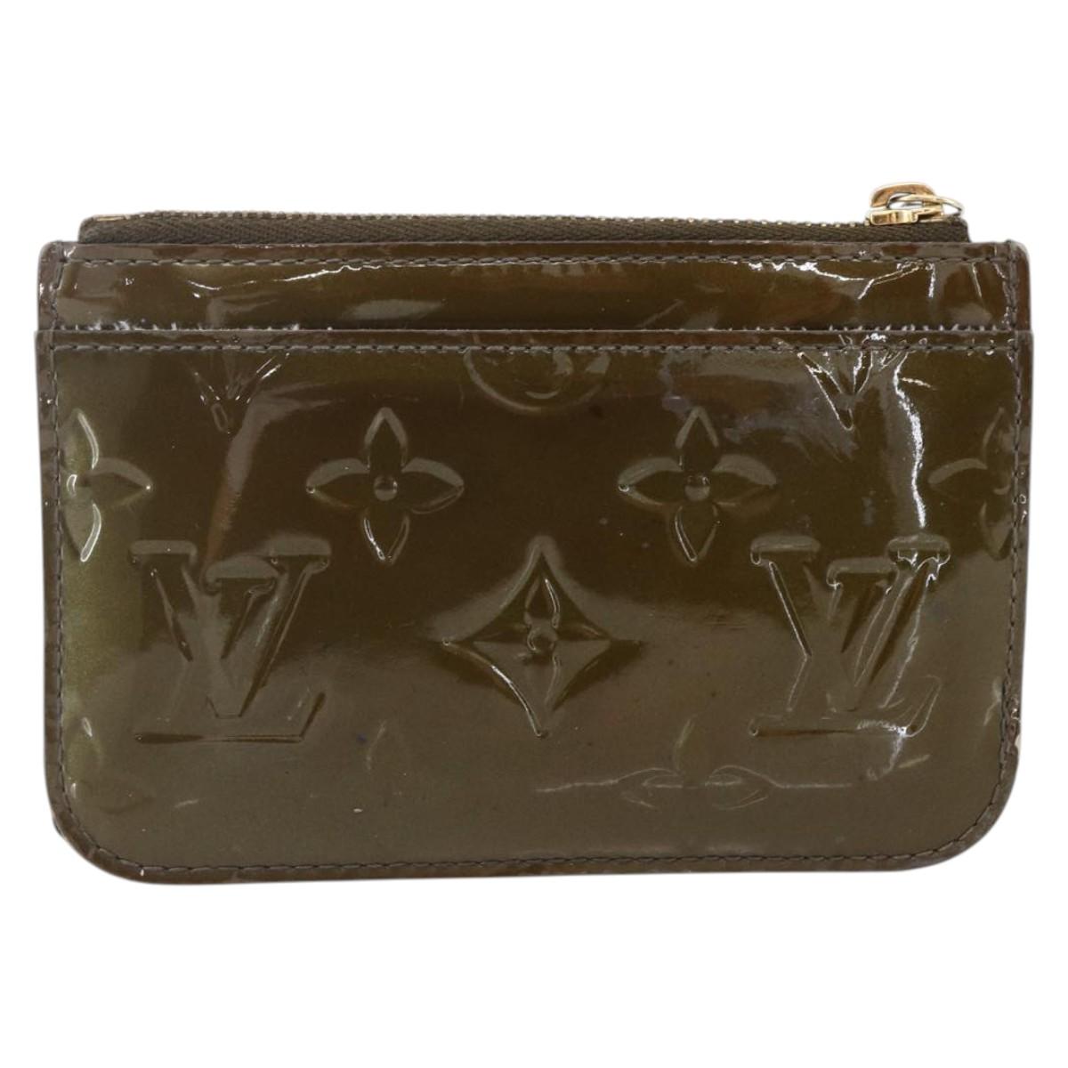 LOUIS VUITTON Monogram Vernis Pochette Cle NM Purse Beige M91763 Auth 152245