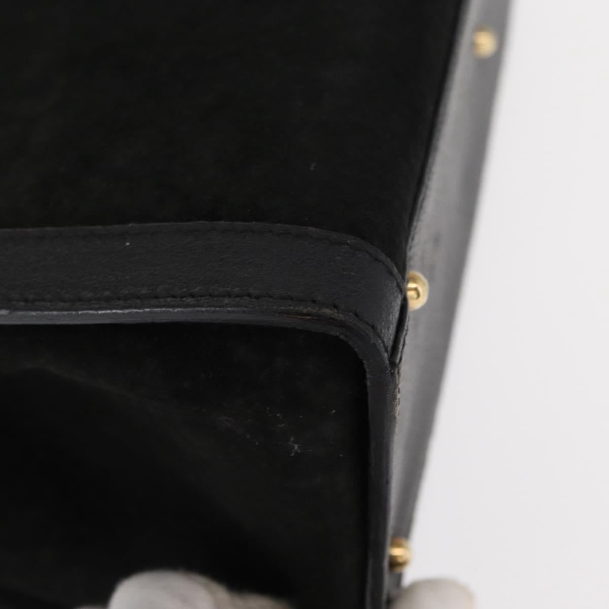 GUCCI Bamboo Hand Bag Suede Leather Black Gold 002 1186 0260 Auth 152254