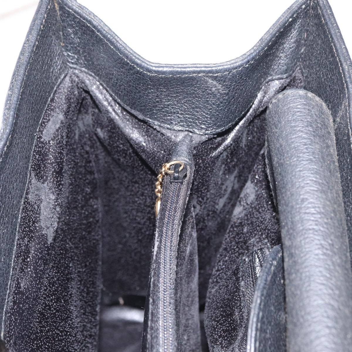 GUCCI Bamboo Hand Bag Suede Leather Black Gold 002 1186 0260 Auth 152254