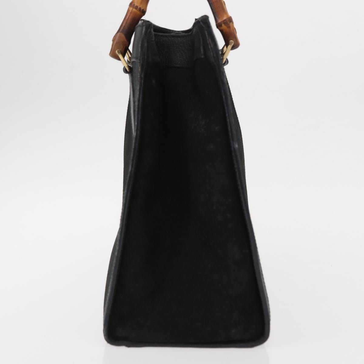 GUCCI Bamboo Hand Bag Suede Leather Black Gold 002 1186 0260 Auth 152254