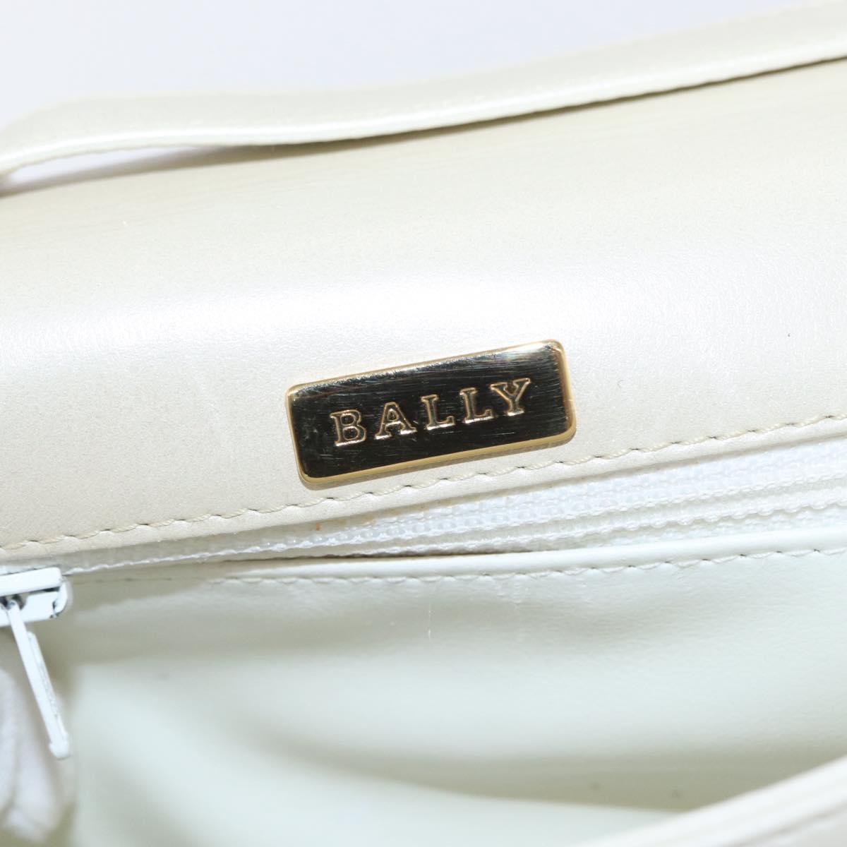 BALLY Quilted Hand Bag Leather Plastic 2way Cream Gold Auth 152255