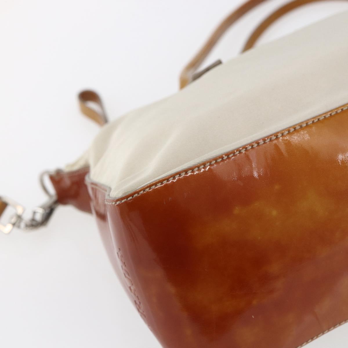 PRADA Hand Bag Nylon Enamel 2way White Silver Auth 152256