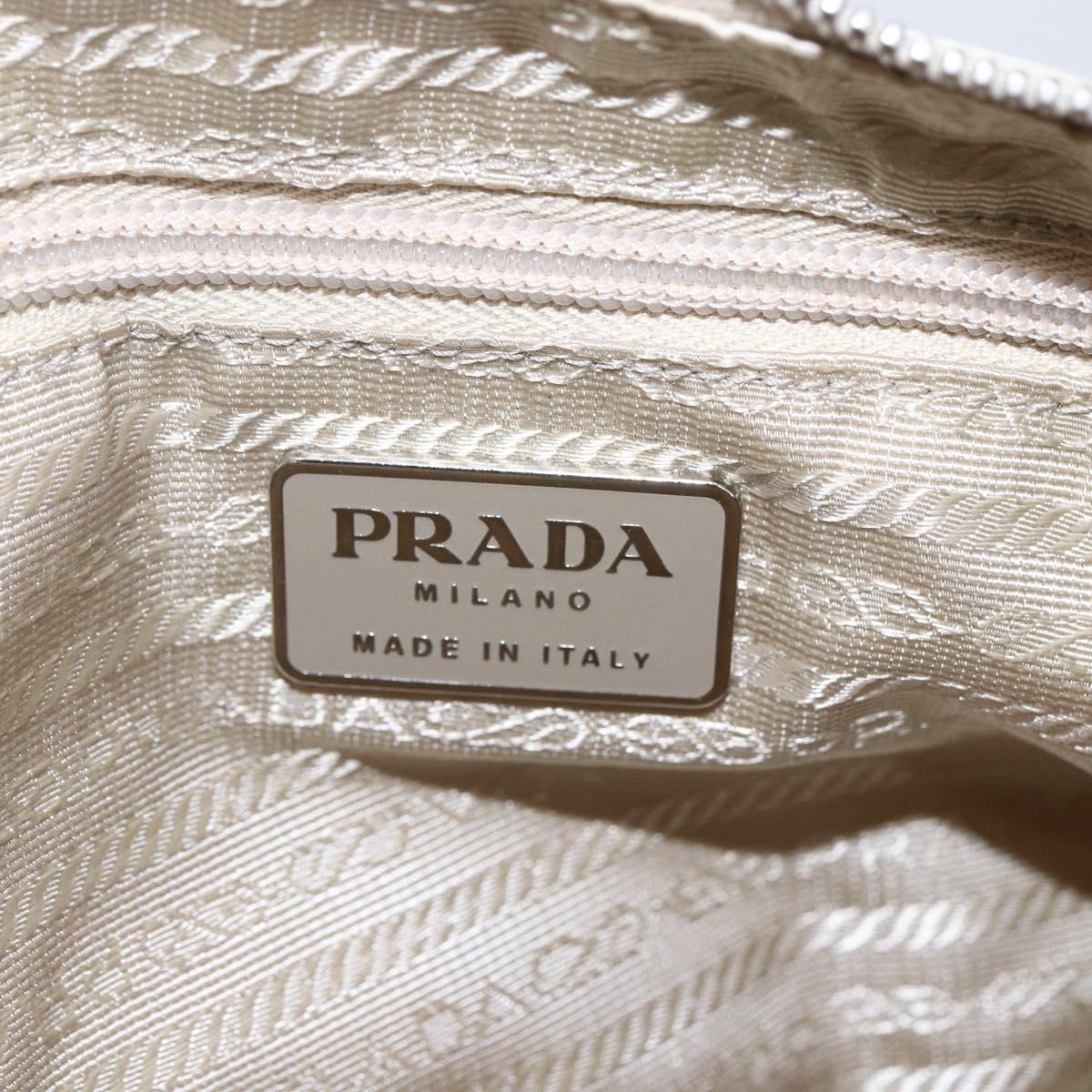 PRADA Hand Bag Nylon Enamel 2way White Silver Auth 152256