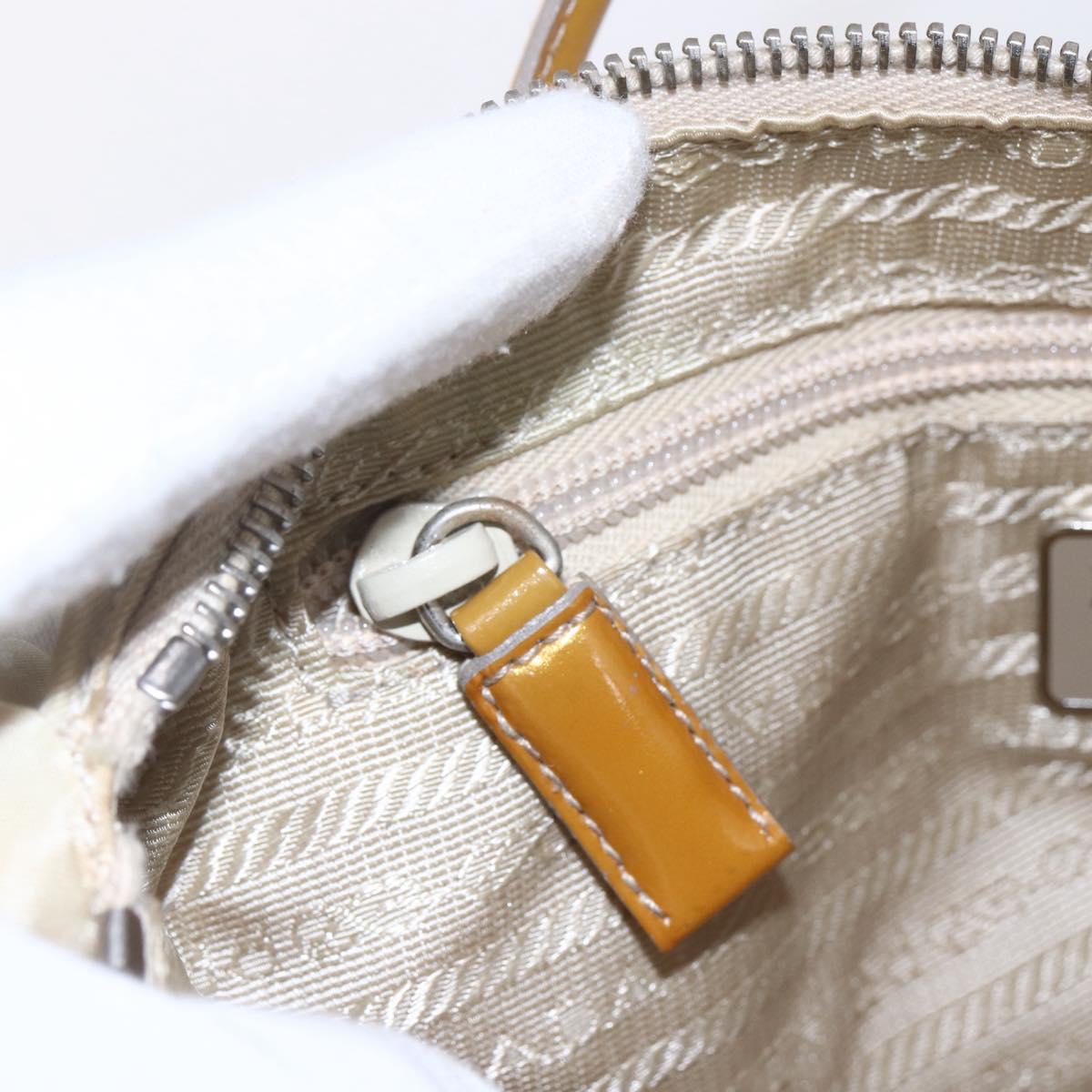 PRADA Hand Bag Nylon Enamel 2way White Silver Auth 152256