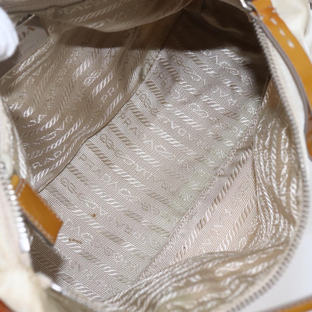 PRADA Hand Bag Nylon Enamel 2way White Silver Auth 152256