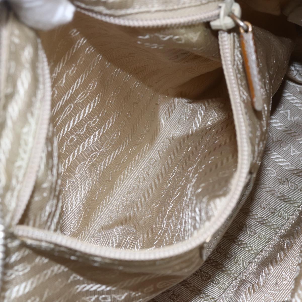 PRADA Hand Bag Nylon Enamel 2way White Silver Auth 152256