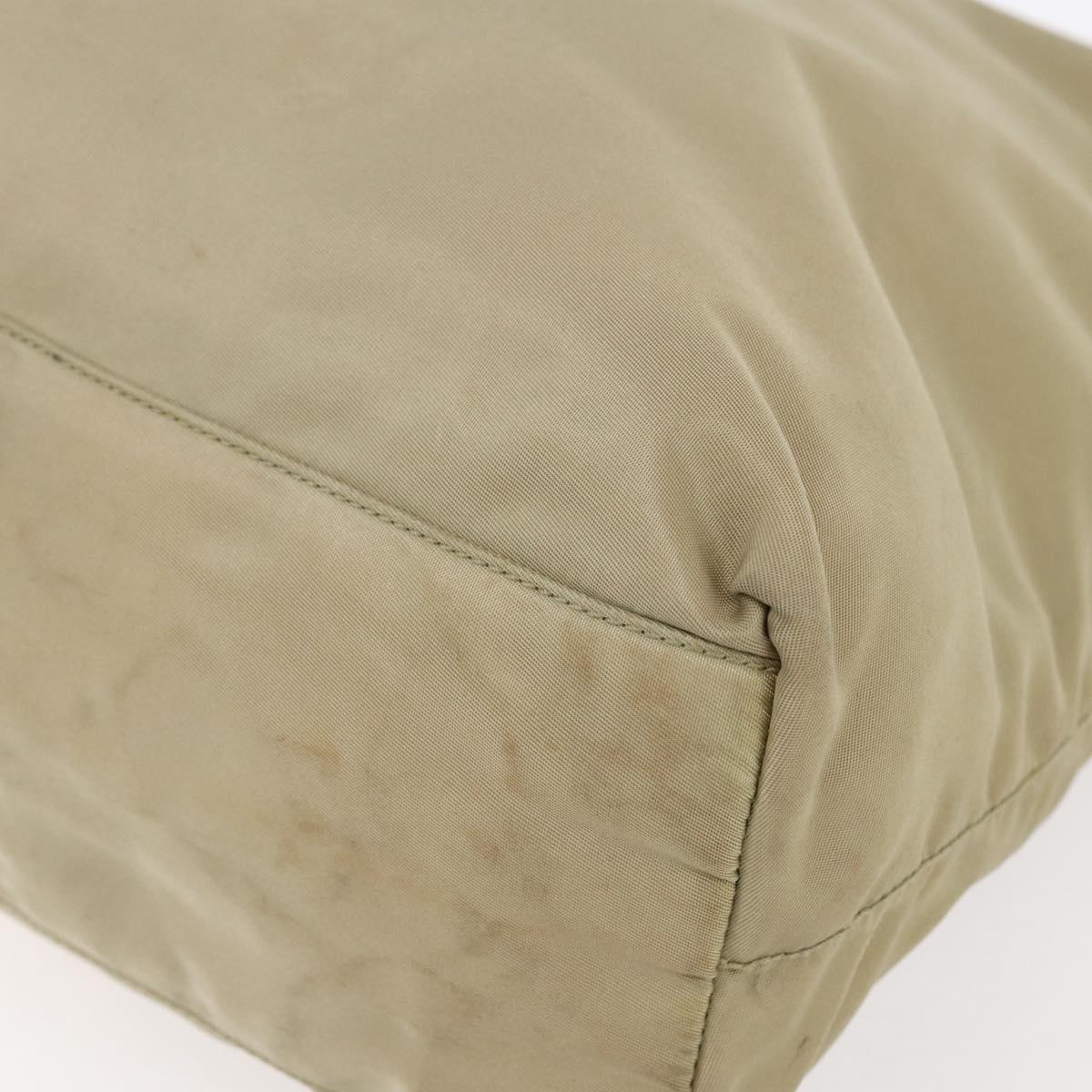 PRADA Hand Bag Nylon Khaki Silver Auth 152257