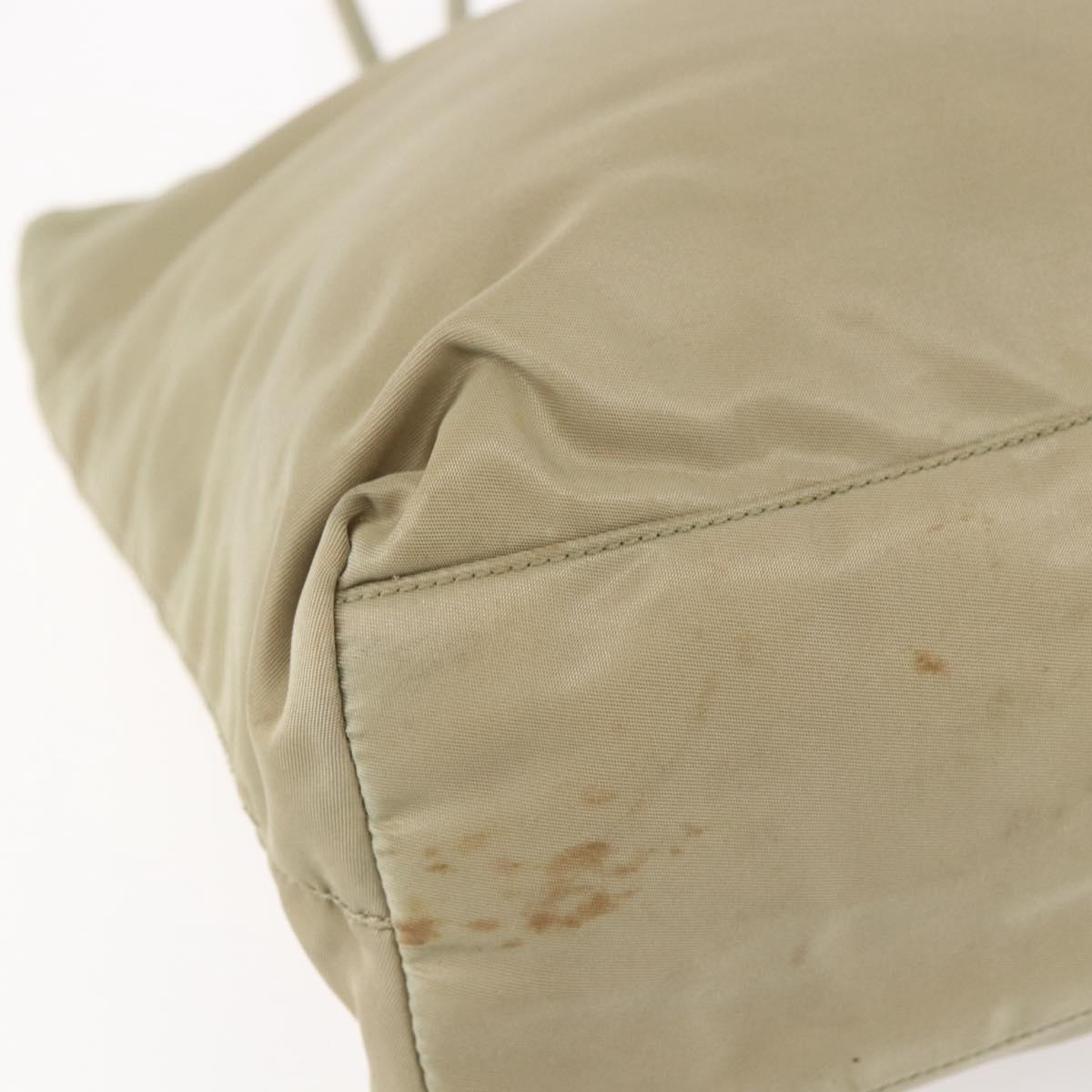 PRADA Hand Bag Nylon Khaki Silver Auth 152257