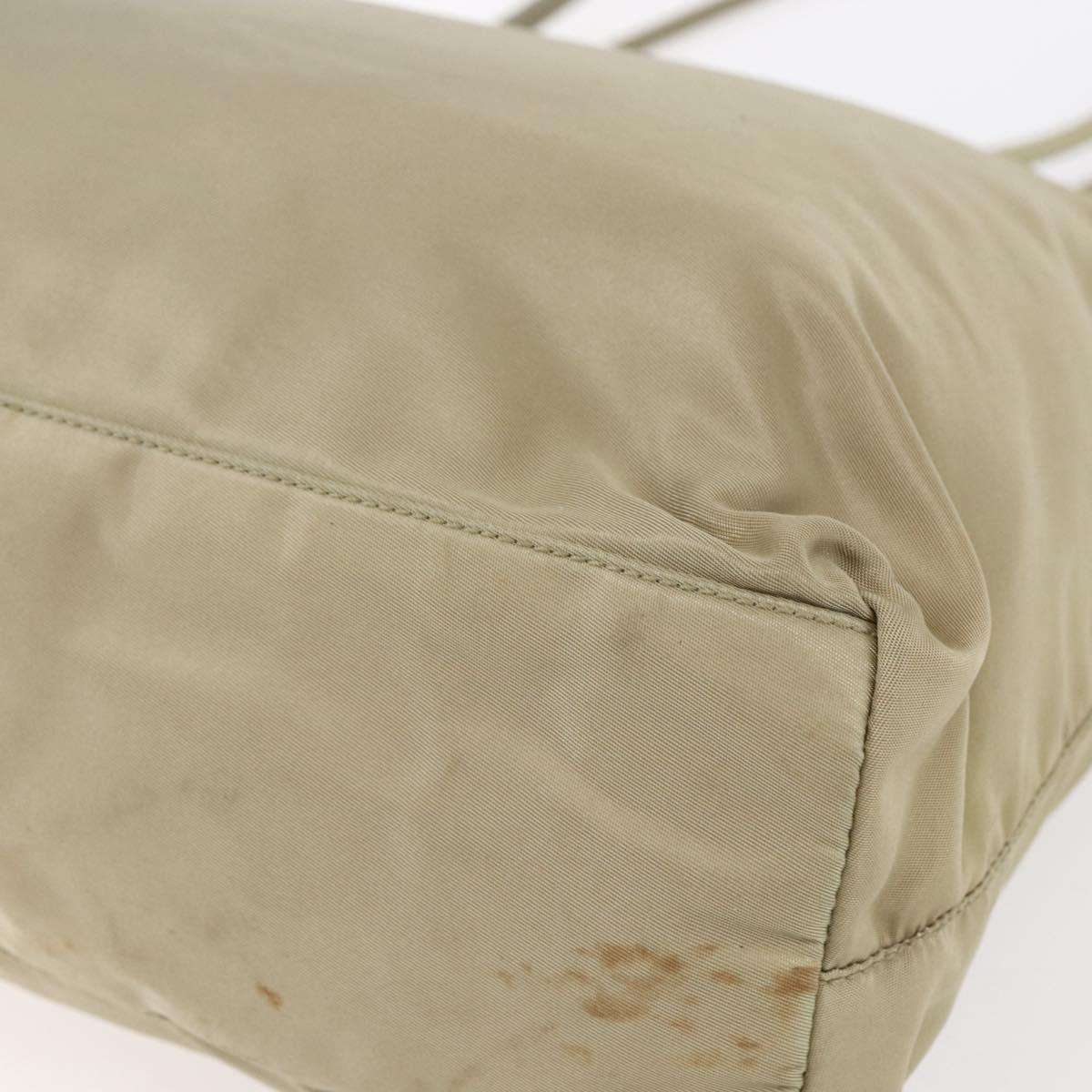 PRADA Hand Bag Nylon Khaki Silver Auth 152257