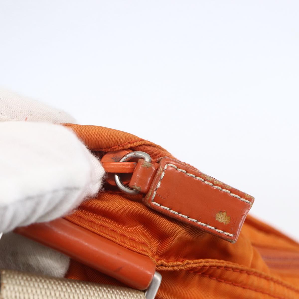 PRADA Shoulder Bag Nylon Orange Silver Auth 152258