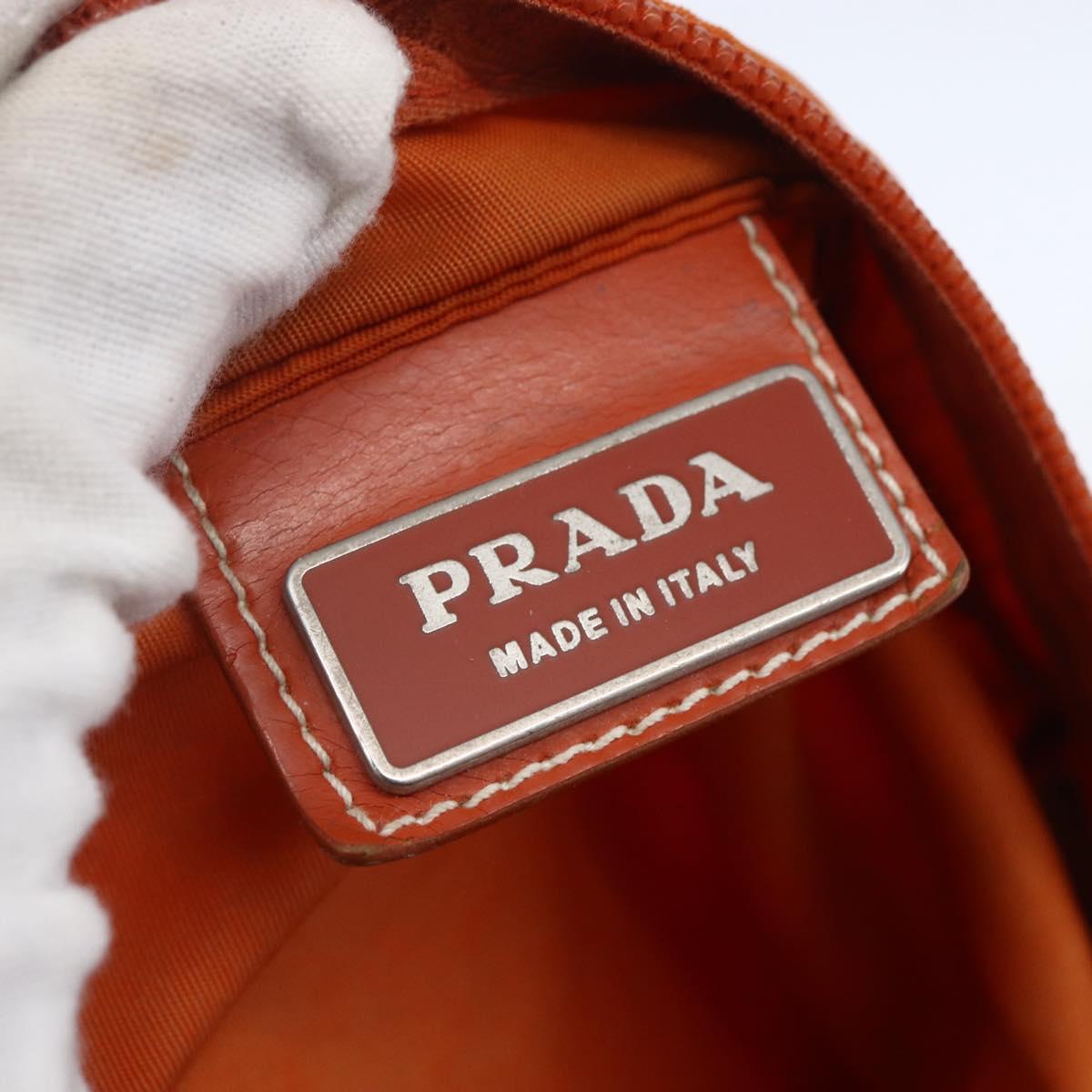 PRADA Shoulder Bag Nylon Orange Silver Auth 152258