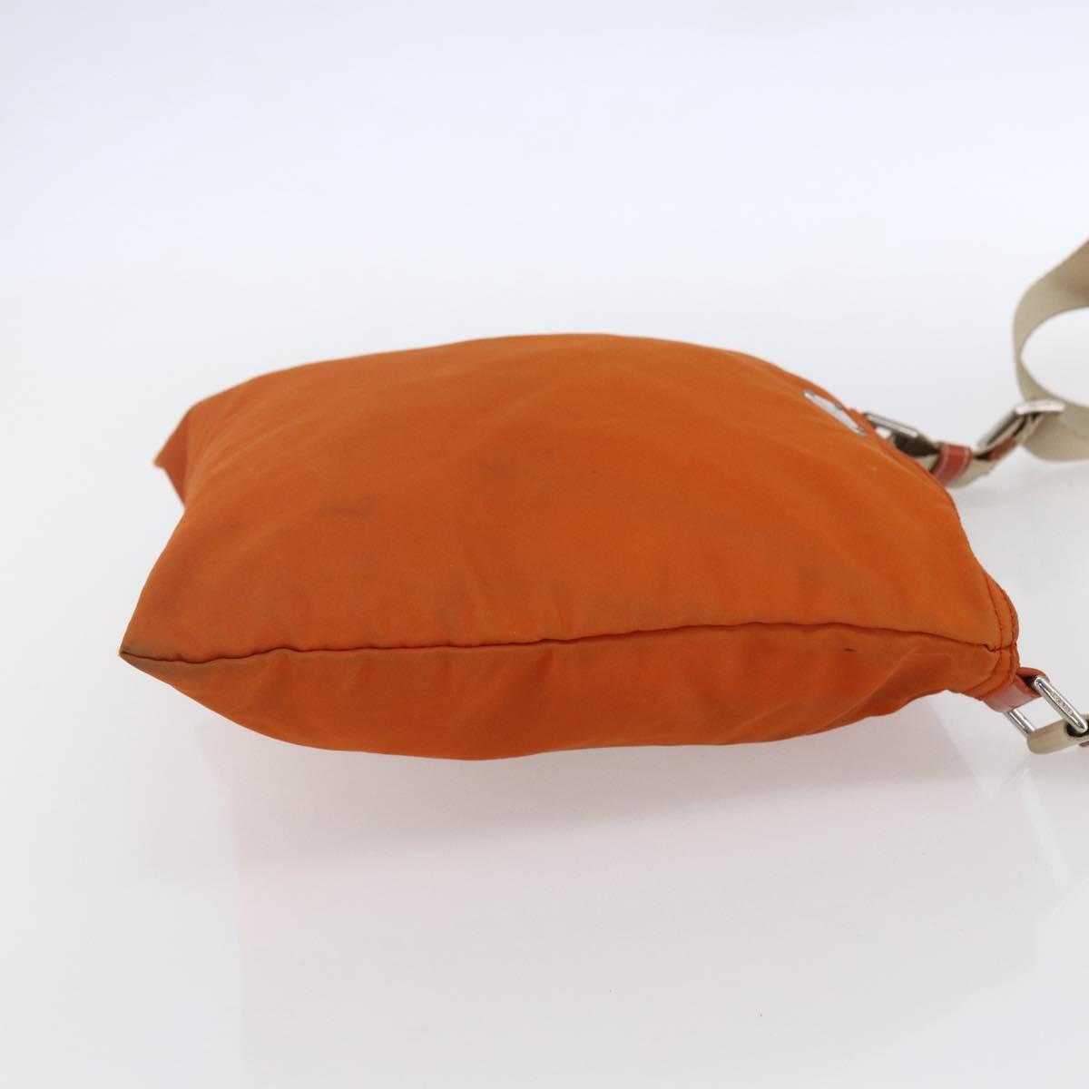 PRADA Shoulder Bag Nylon Orange Silver Auth 152258