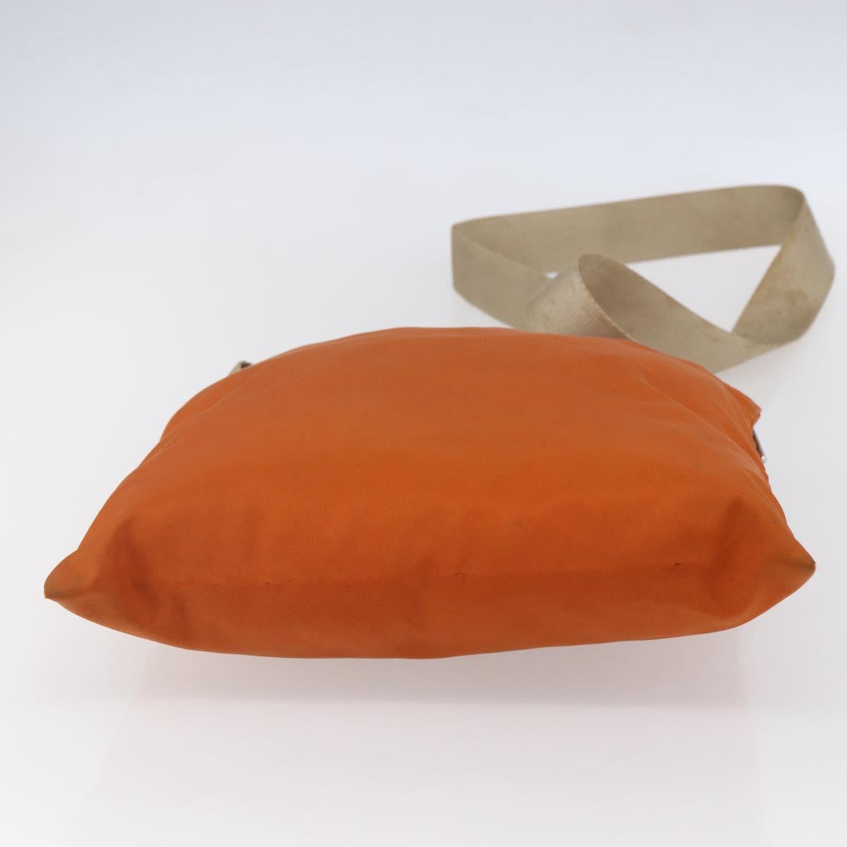 PRADA Shoulder Bag Nylon Orange Silver Auth 152258