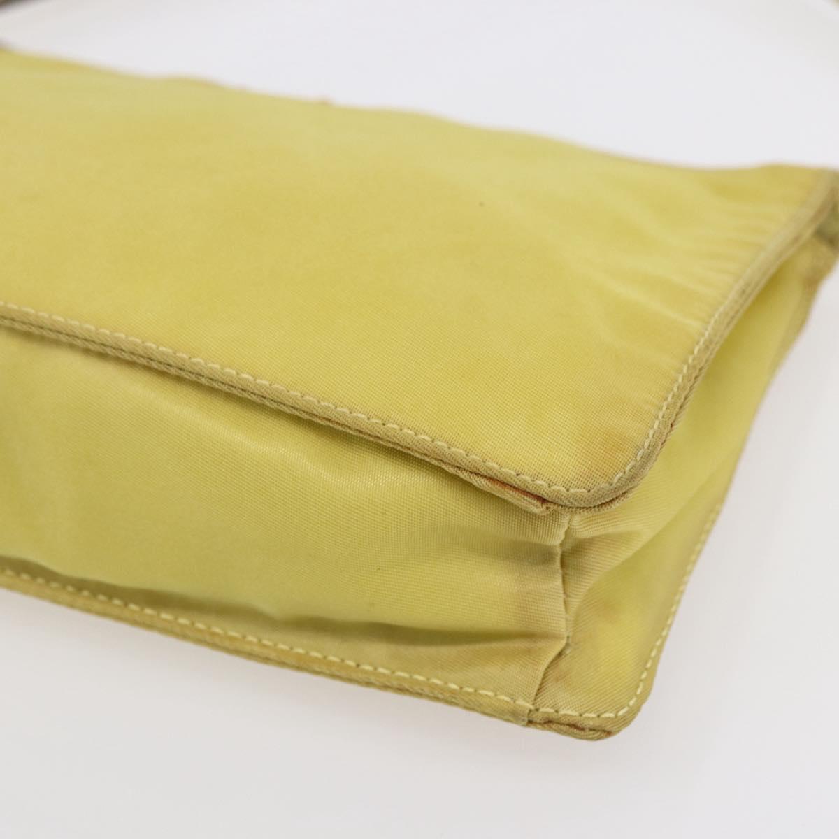 PRADA Accessory Pouch Nylon Yellow Gold Auth 152259