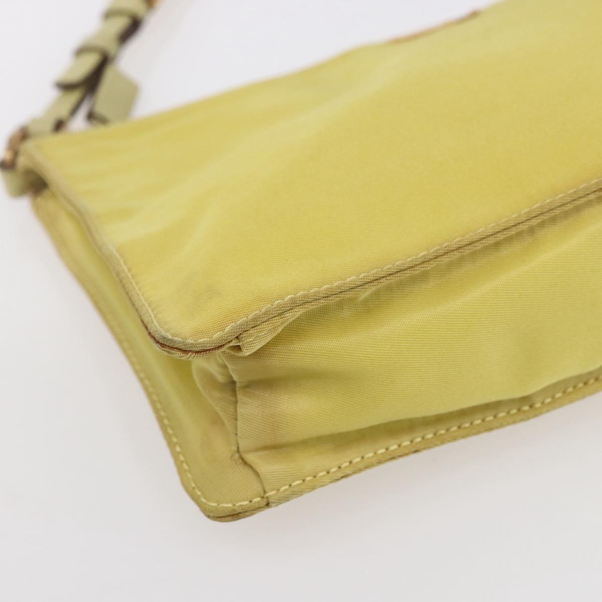 PRADA Accessory Pouch Nylon Yellow Gold Auth 152259