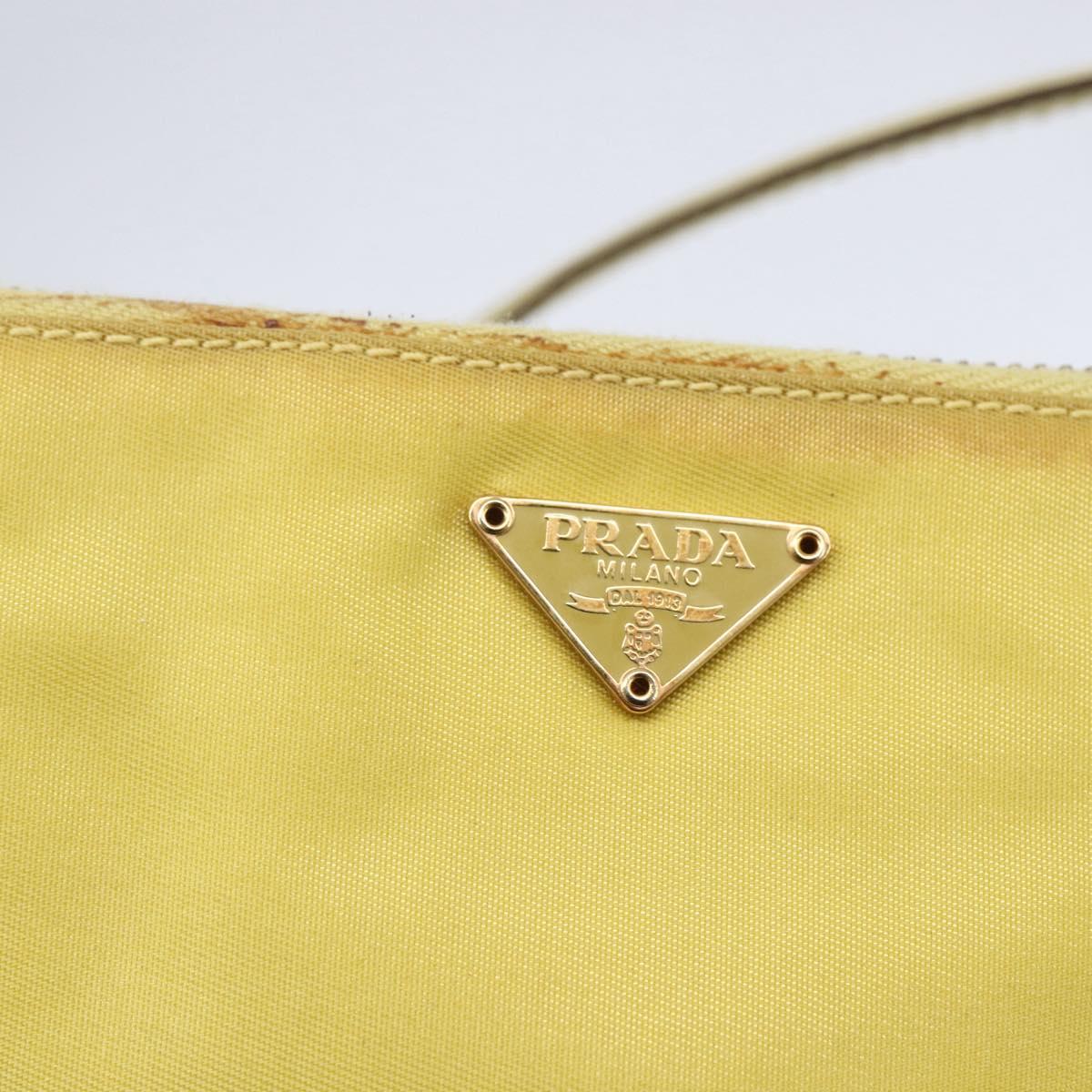 PRADA Accessory Pouch Nylon Yellow Gold Auth 152259