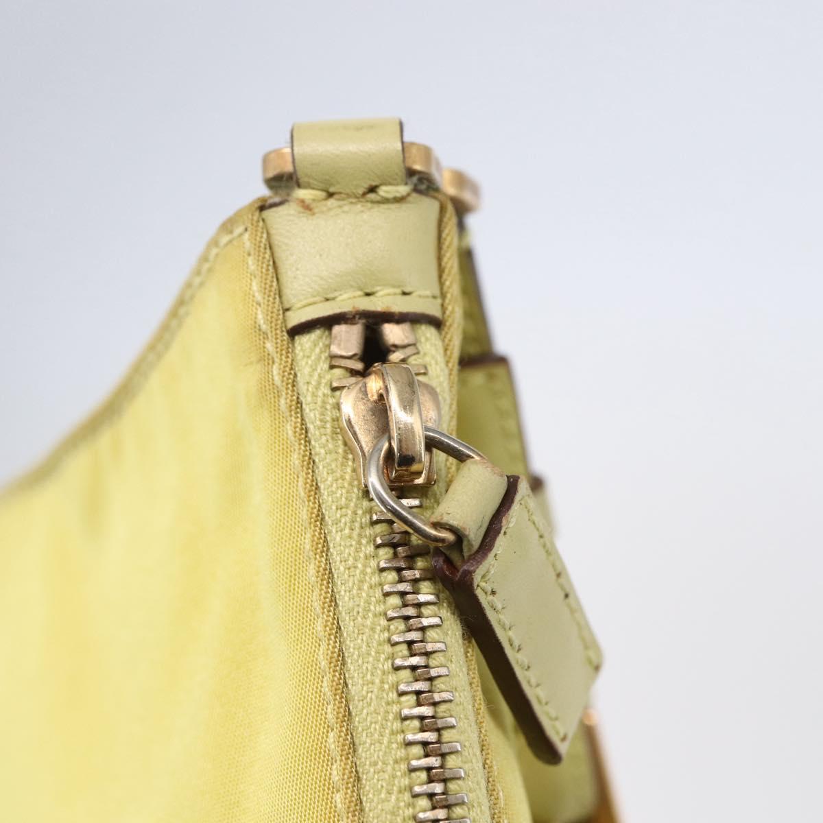 PRADA Accessory Pouch Nylon Yellow Gold Auth 152259