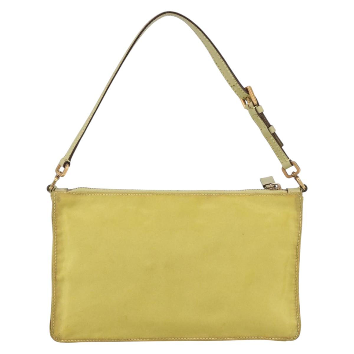 PRADA Accessory Pouch Nylon Yellow Gold Auth 152259