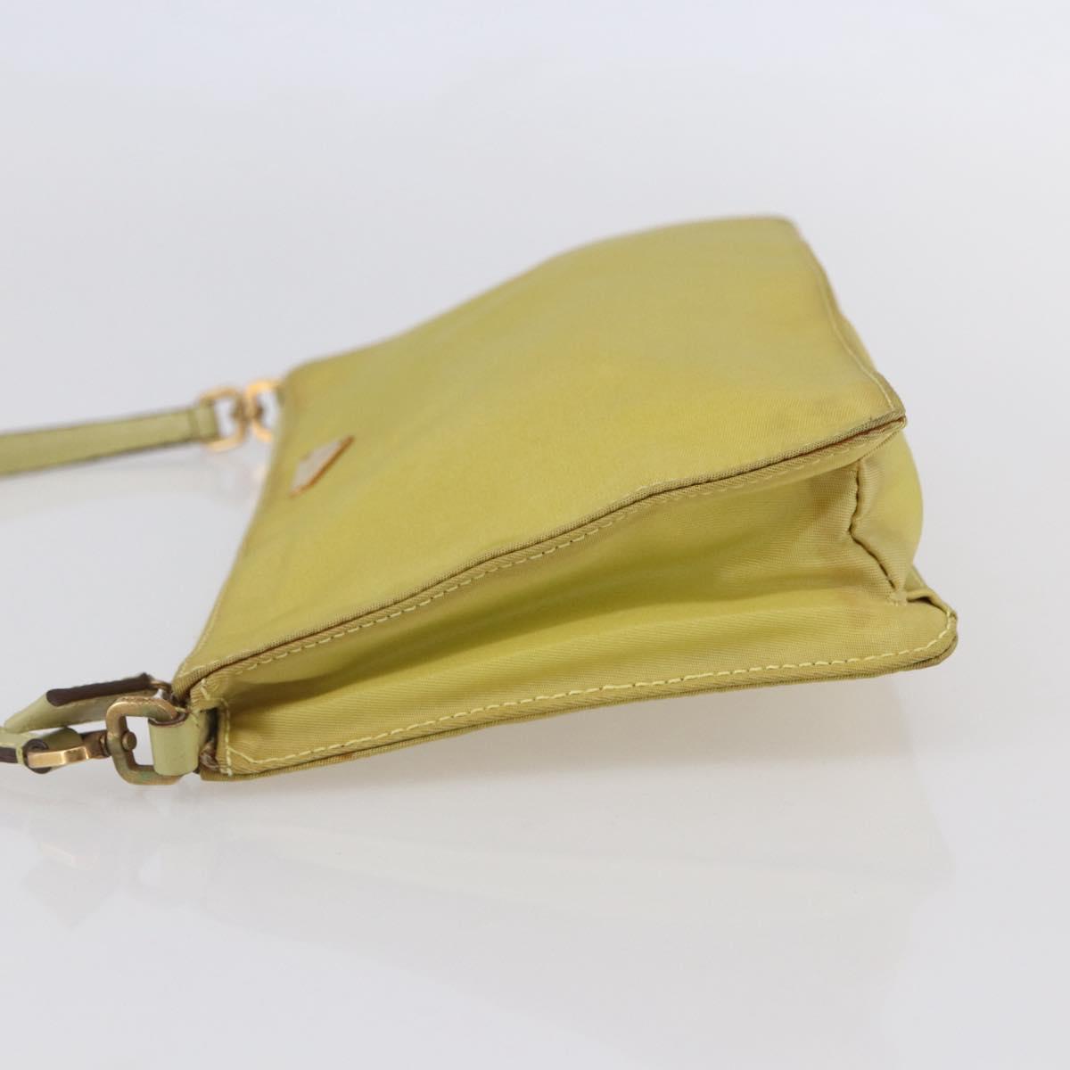 PRADA Accessory Pouch Nylon Yellow Gold Auth 152259