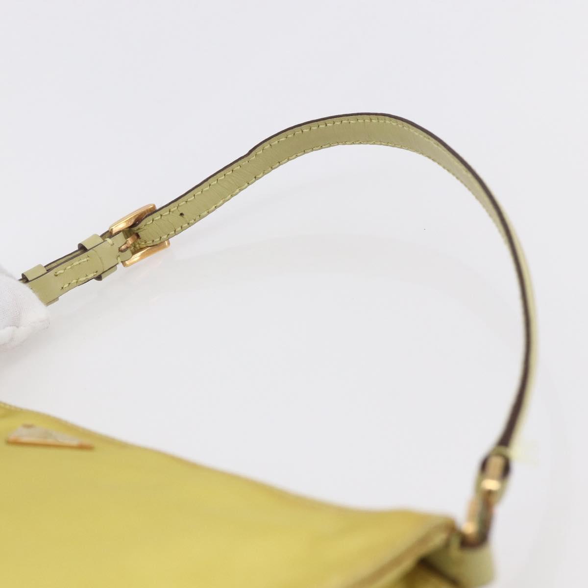 PRADA Accessory Pouch Nylon Yellow Gold Auth 152259
