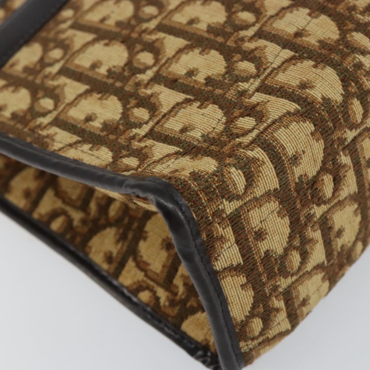 Christian Dior Trotter Canvas Shoulder Bag Beige Gold Auth 152260