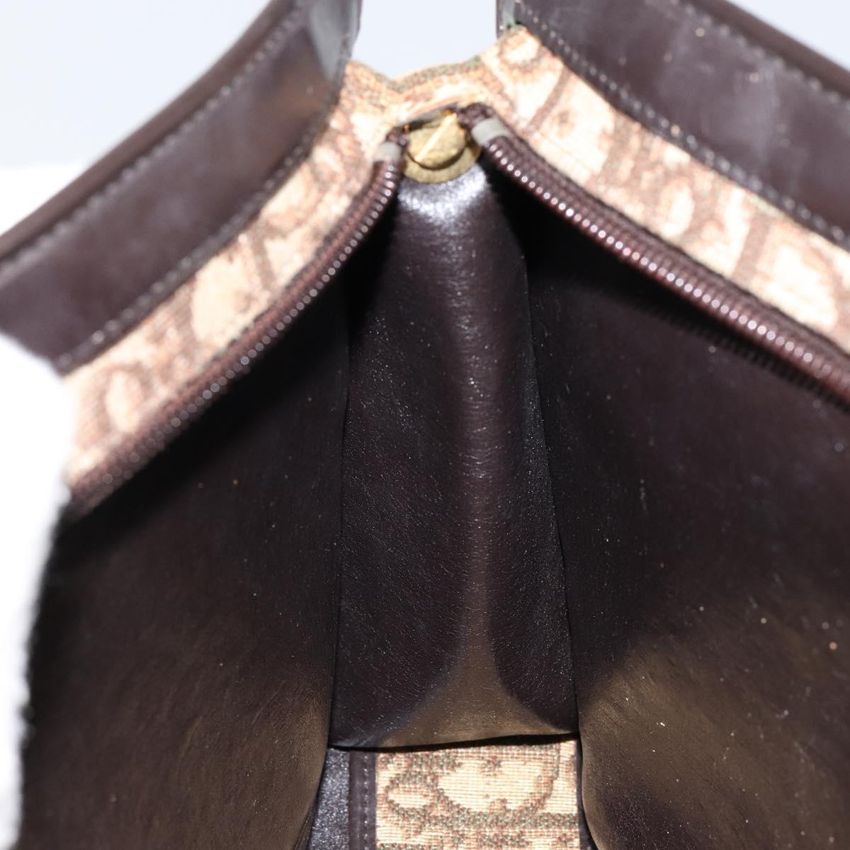 Christian Dior Trotter Canvas Shoulder Bag Beige Gold Auth 152260