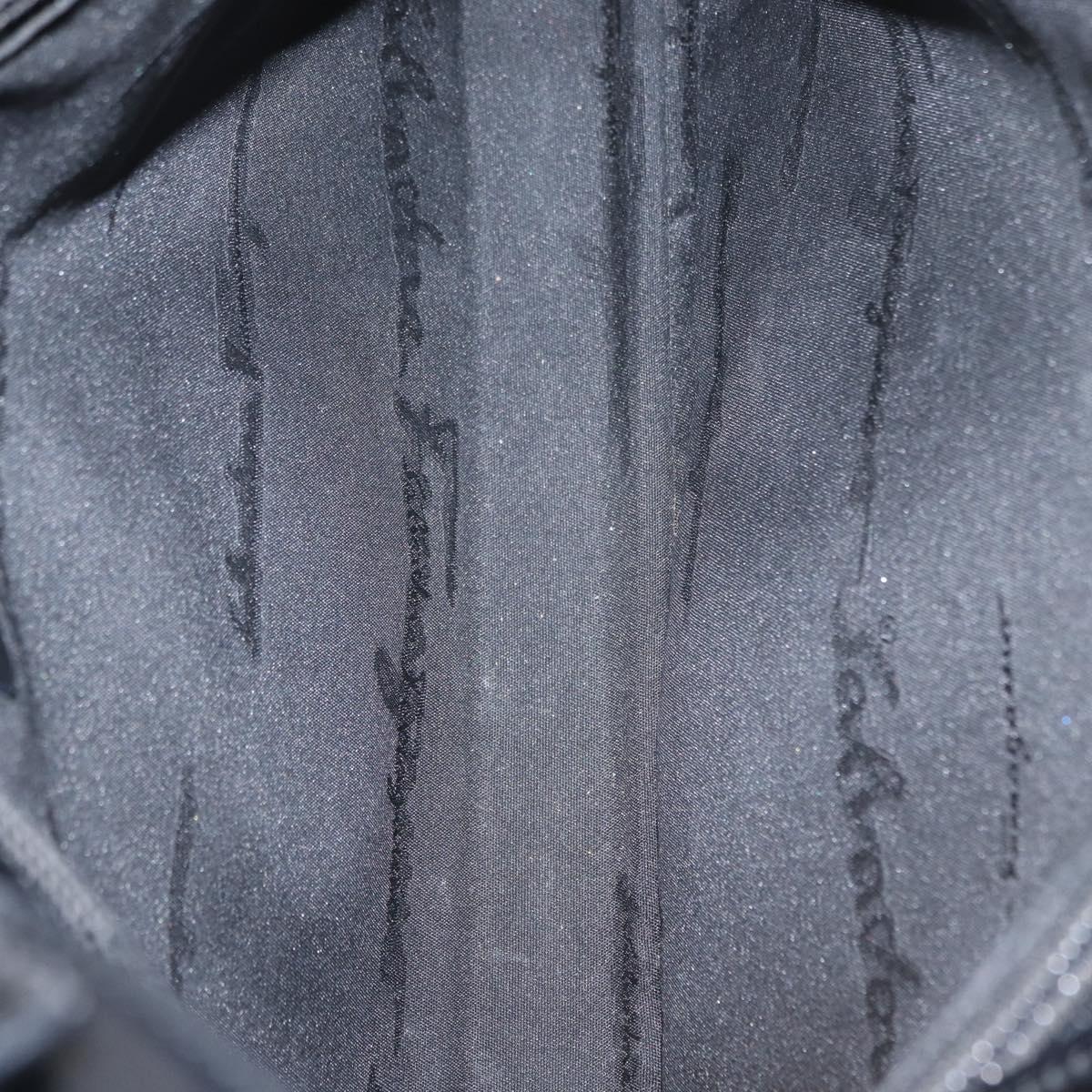 Salvatore Ferragamo Gancini Shoulder Bag Leather Black Gold Auth 152264