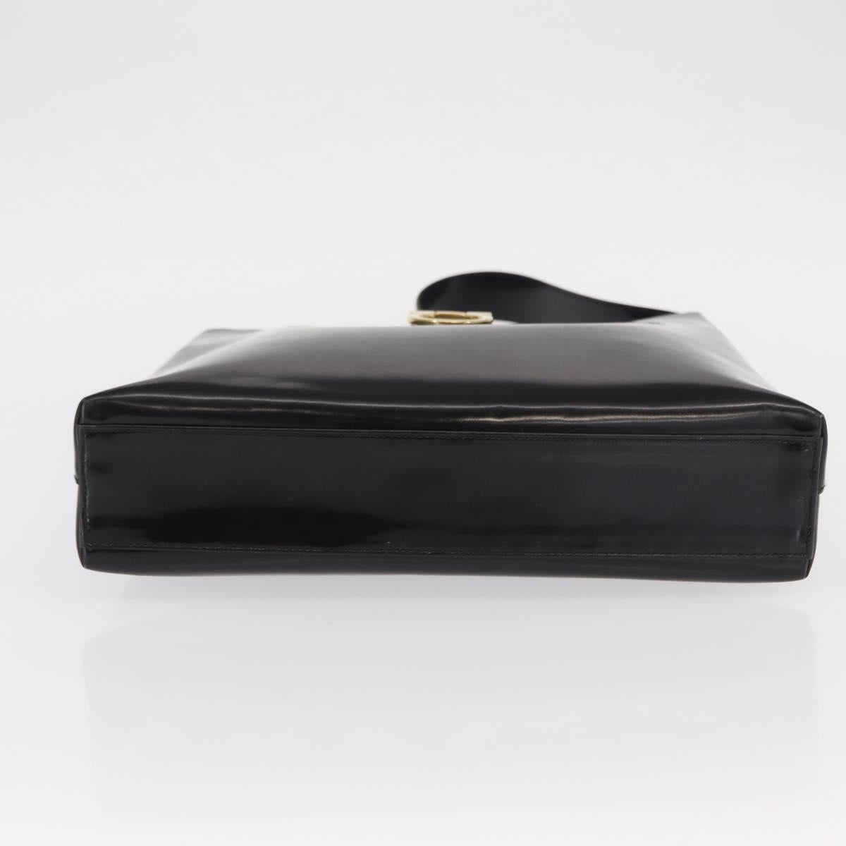 Salvatore Ferragamo Gancini Shoulder Bag Leather Black Gold Auth 152264