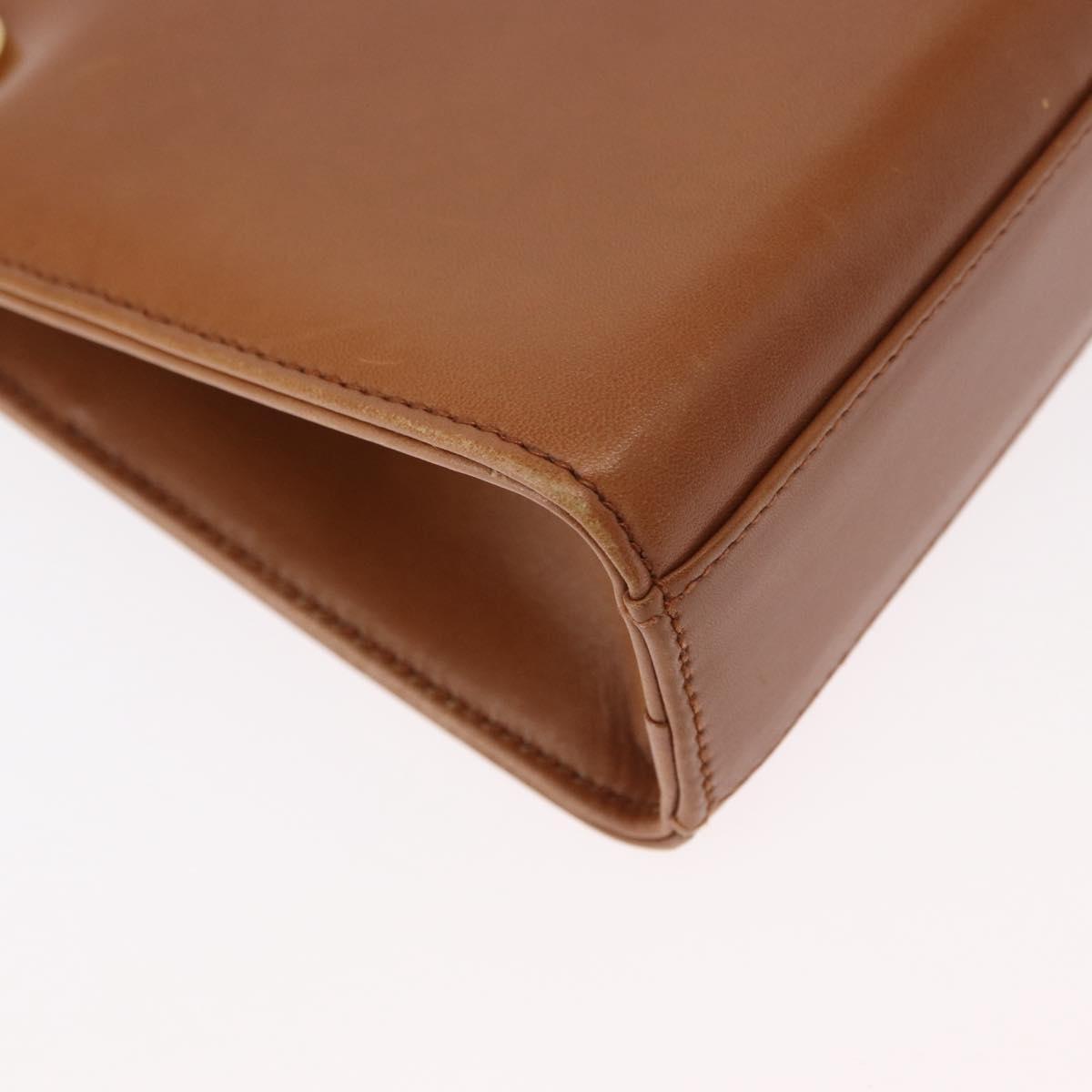 TIFFANY&Co. Chain Shoulder Bag Leather Brown Gold Auth 152268