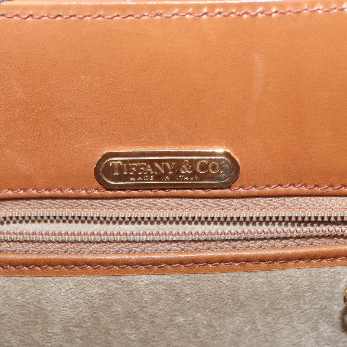 TIFFANY&Co. Chain Shoulder Bag Leather Brown Gold Auth 152268