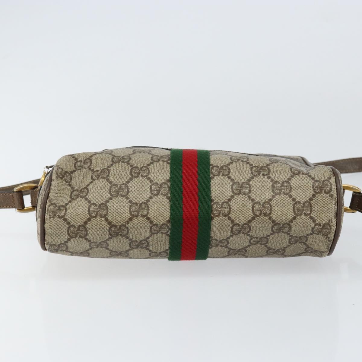 GUCCI GG Supreme Web Sherry Line Bag PVC Beige Gold 56 02 004 Auth 152274