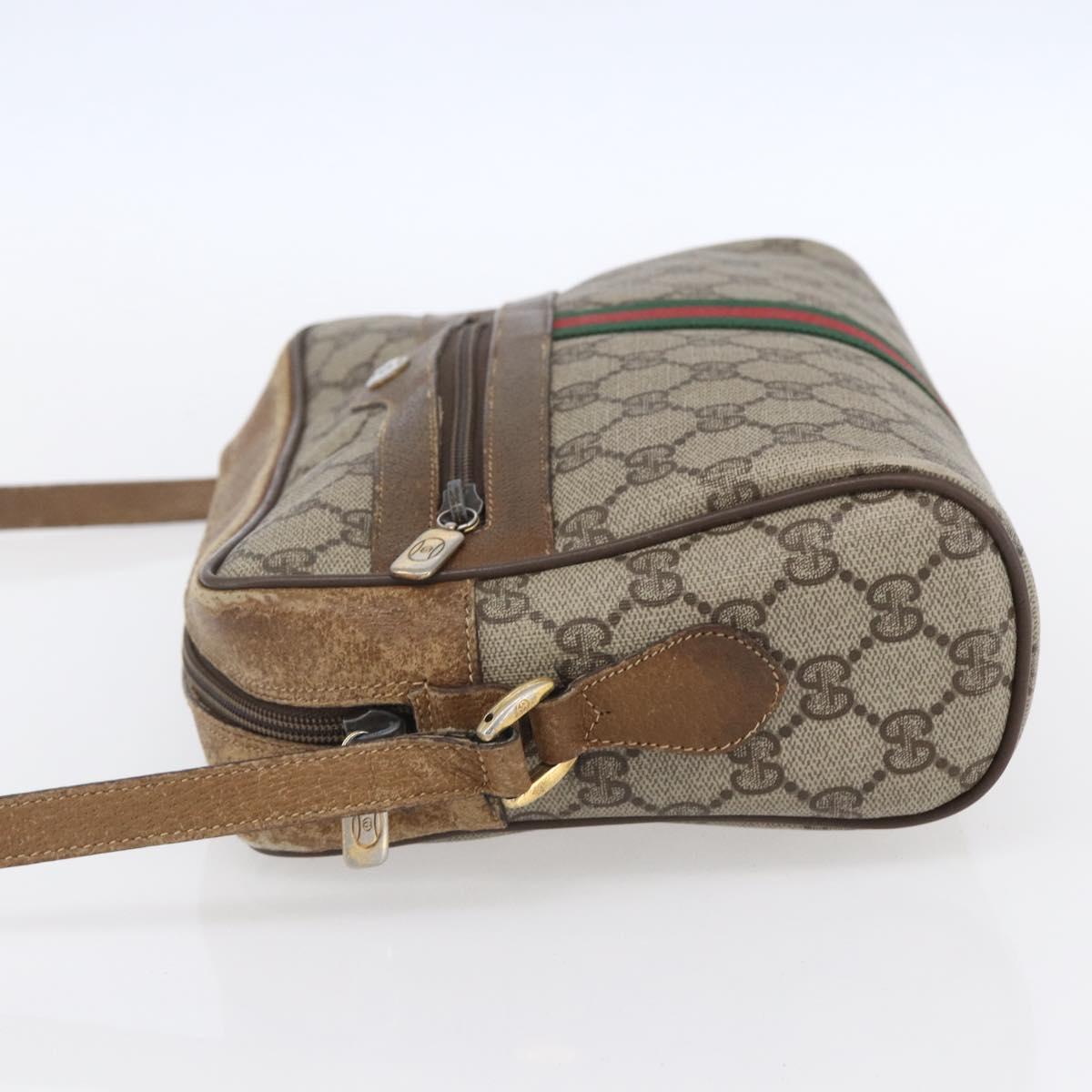 GUCCI GG Supreme Web Sherry Line Bag PVC Beige Gold 98 02 005 Auth 152275