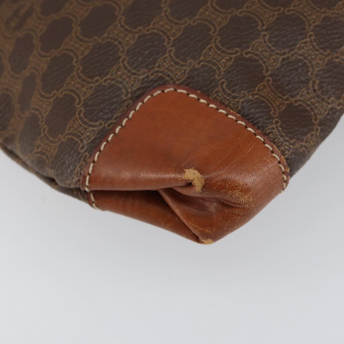 CELINE Macadam Canvas Hand Bag PVC Leather Brown Gold Auth 152276