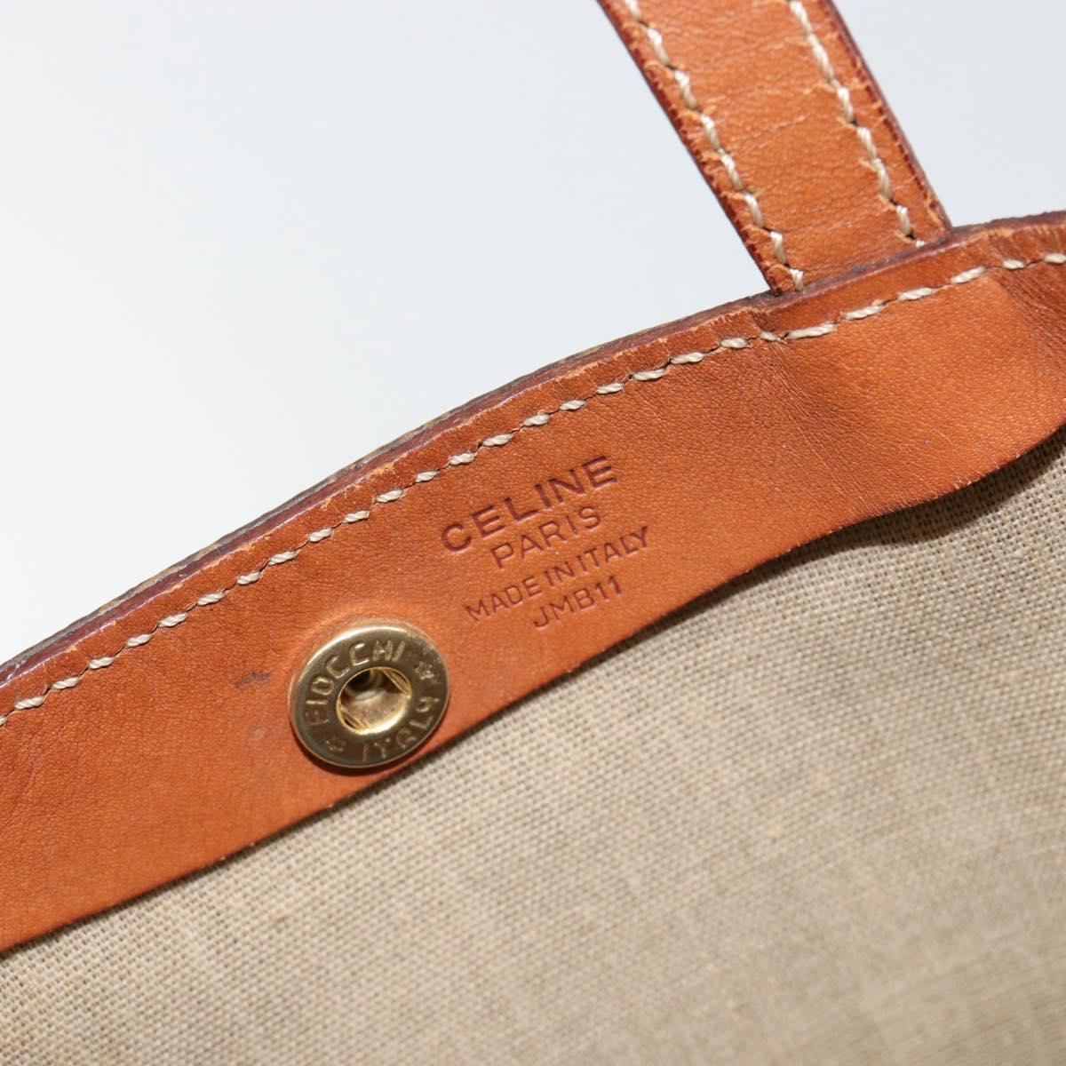 CELINE Macadam Canvas Hand Bag PVC Leather Brown Gold Auth 152276