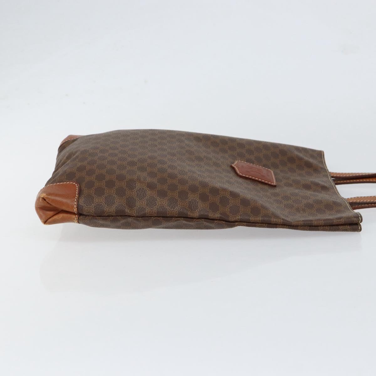 CELINE Macadam Canvas Hand Bag PVC Leather Brown Gold Auth 152276