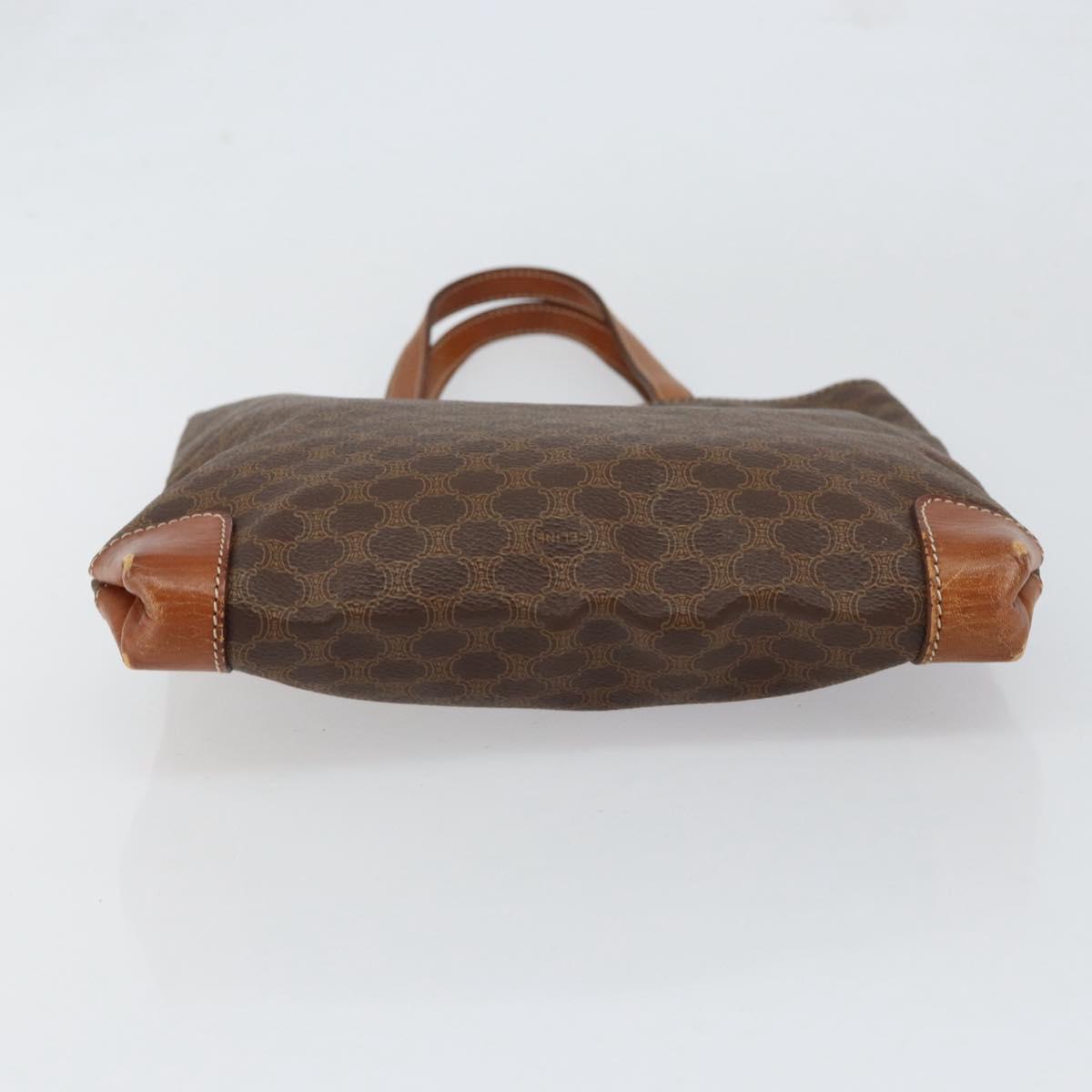 CELINE Macadam Canvas Hand Bag PVC Leather Brown Gold Auth 152276