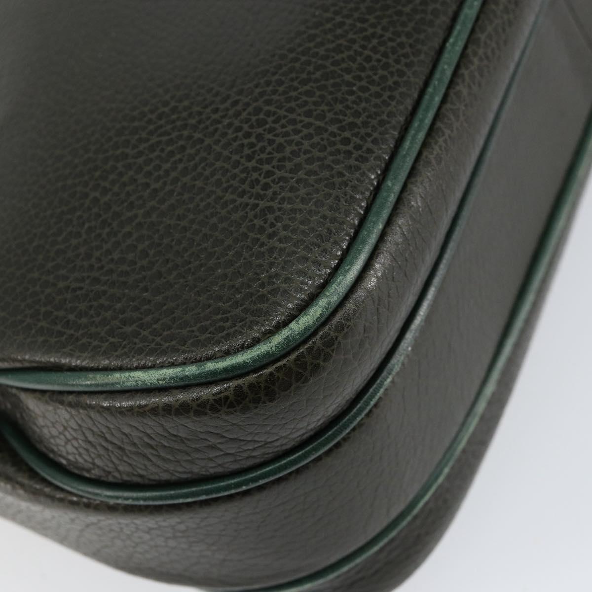 BALLY Hand Bag Leather Khaki Gold Auth 152278