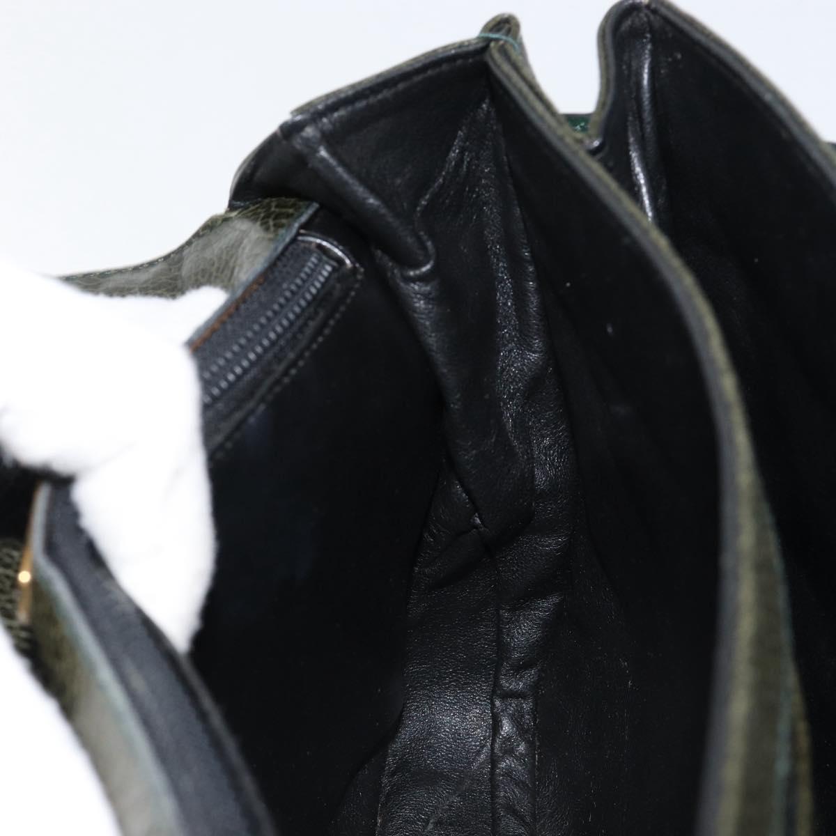 BALLY Hand Bag Leather Khaki Gold Auth 152278