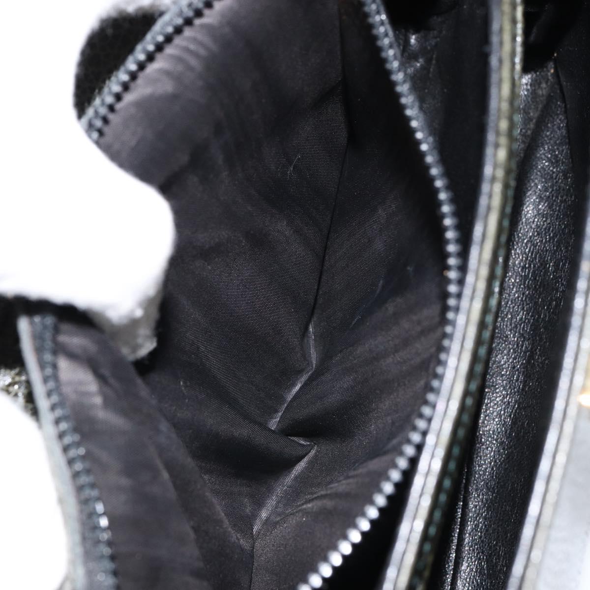 BALLY Hand Bag Leather Khaki Gold Auth 152278