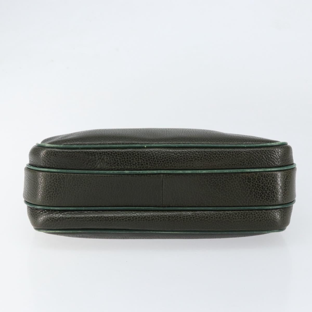 BALLY Hand Bag Leather Khaki Gold Auth 152278