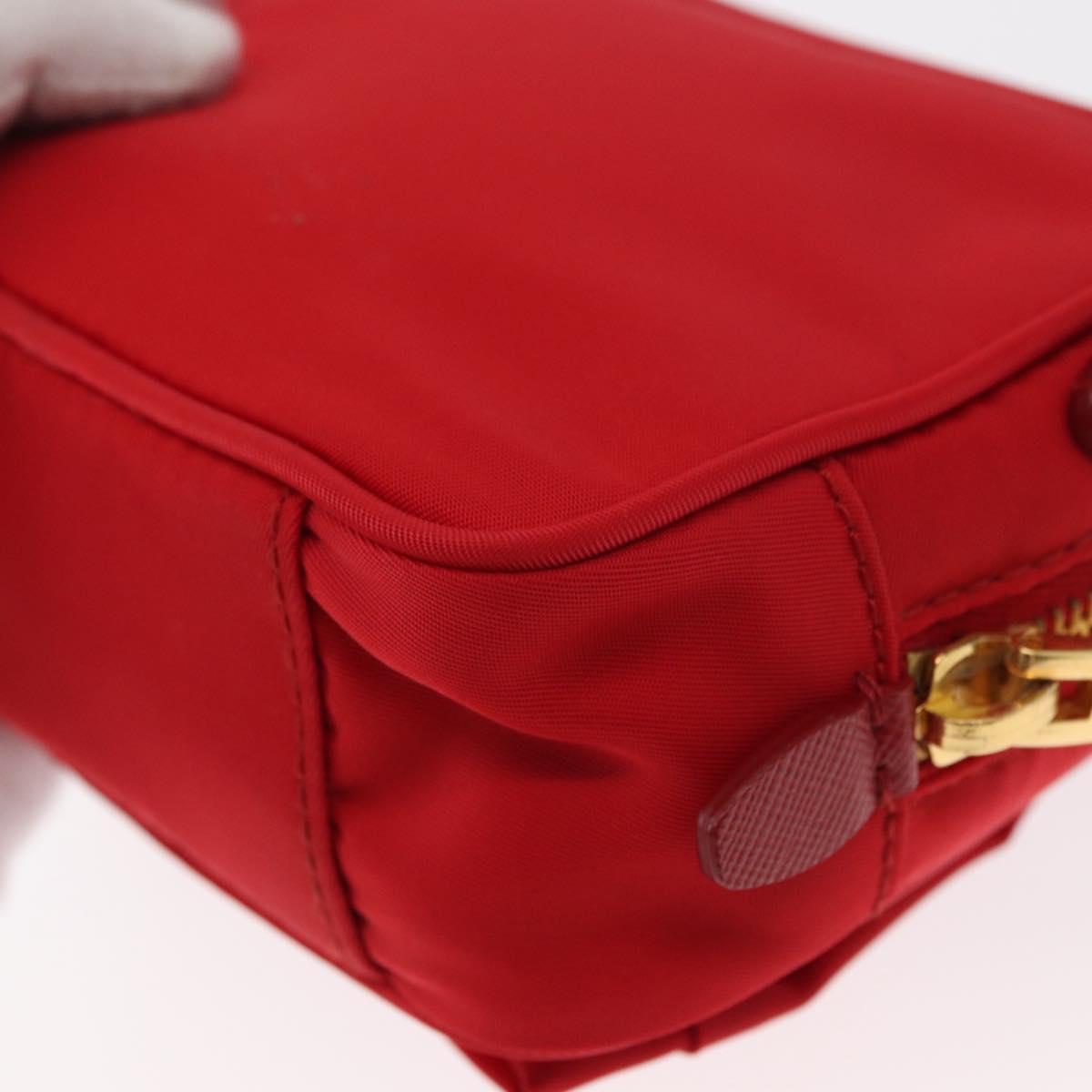 PRADA Shoulder Bag Nylon Red Gold Auth 152289SAV