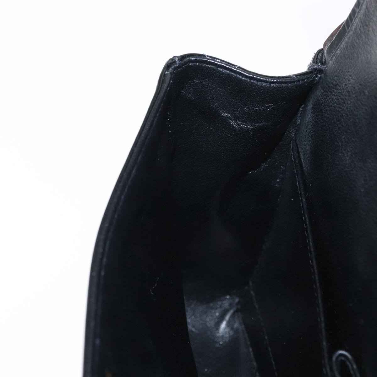 CHANEL Matelasse Double Flap Chain Bag Patent leather Black Gold CC Auth 152292V