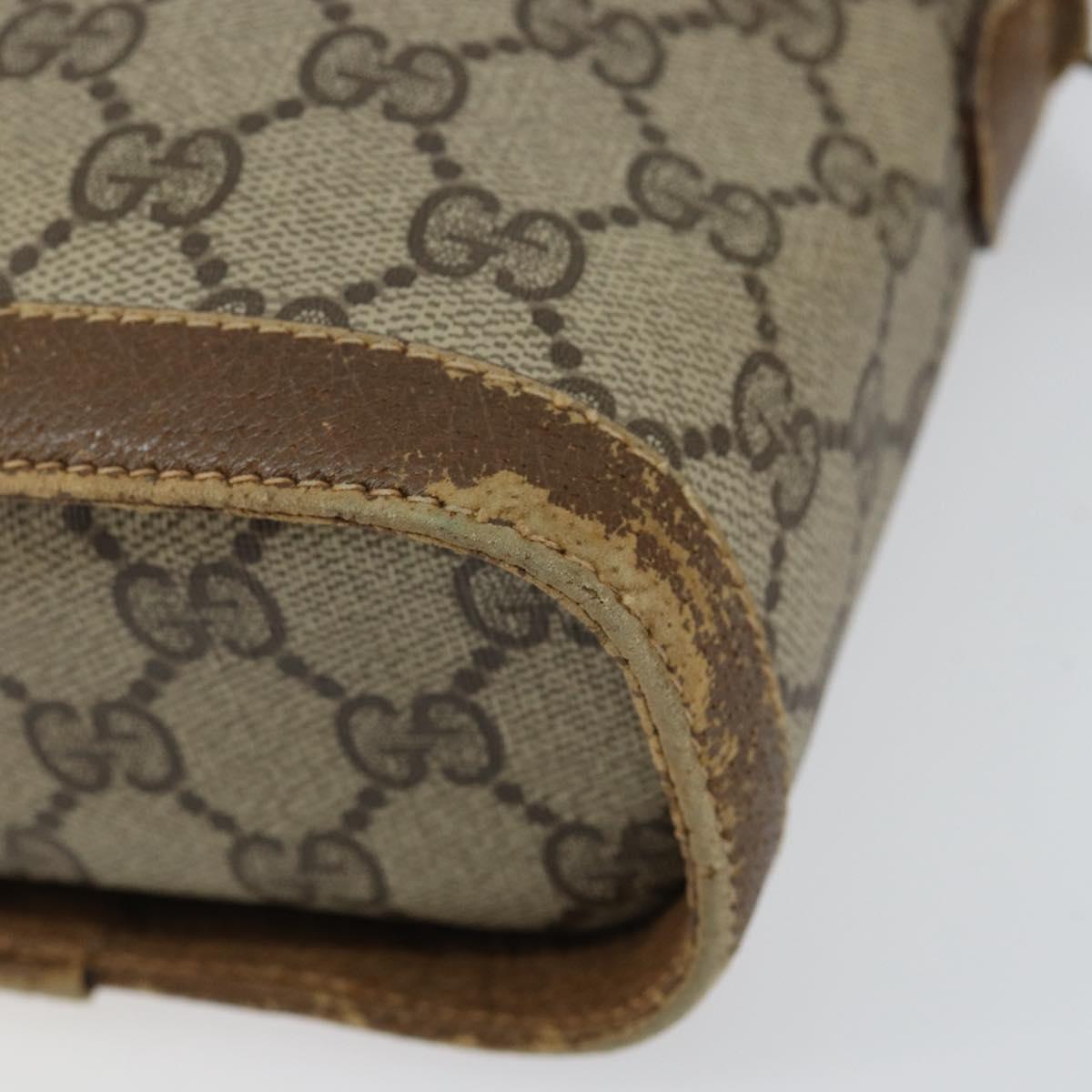 GUCCI GG Supreme Web Sherry Line Bag PVC Beige Gold 904 02 070 Auth 152352