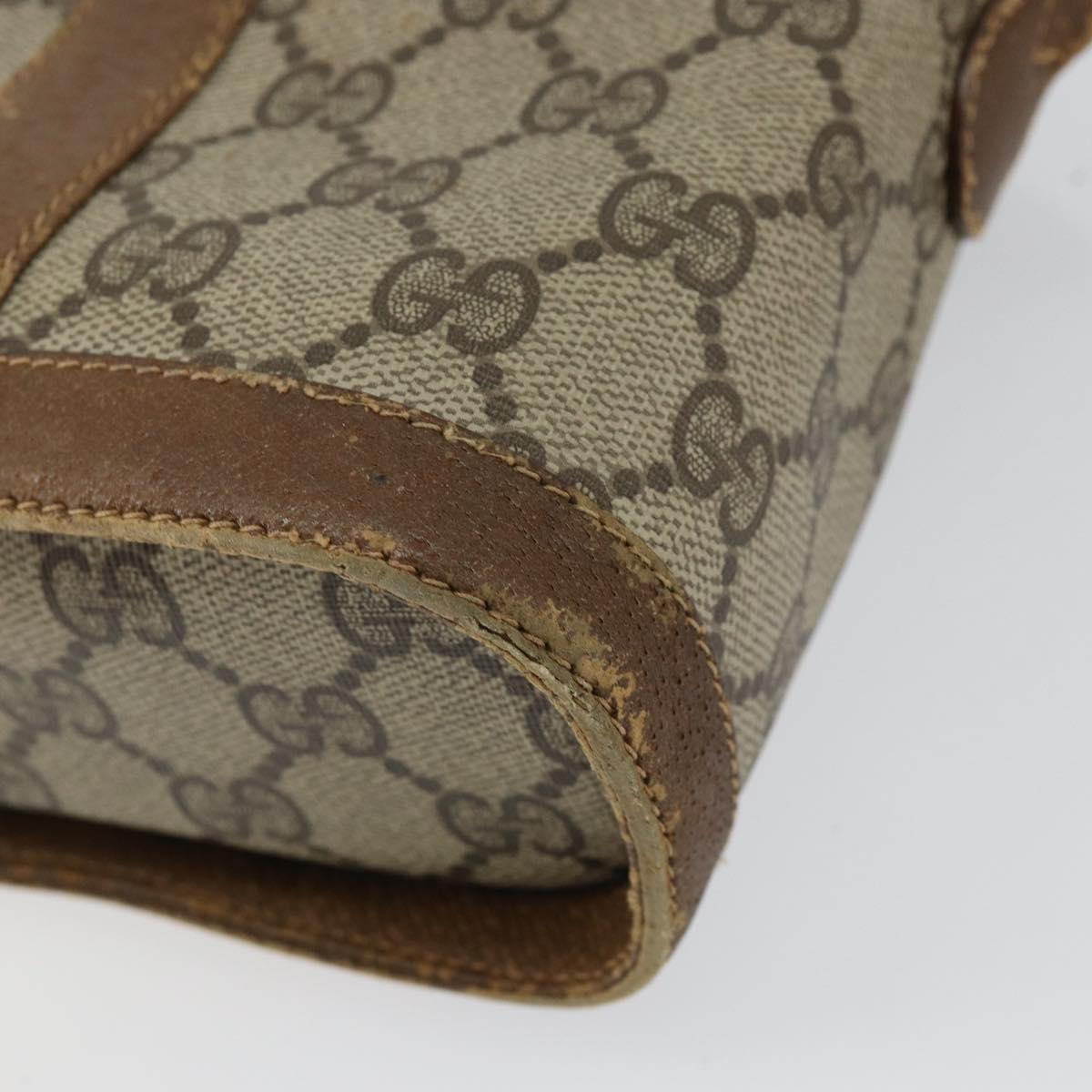 GUCCI GG Supreme Web Sherry Line Bag PVC Beige Gold 904 02 070 Auth 152352