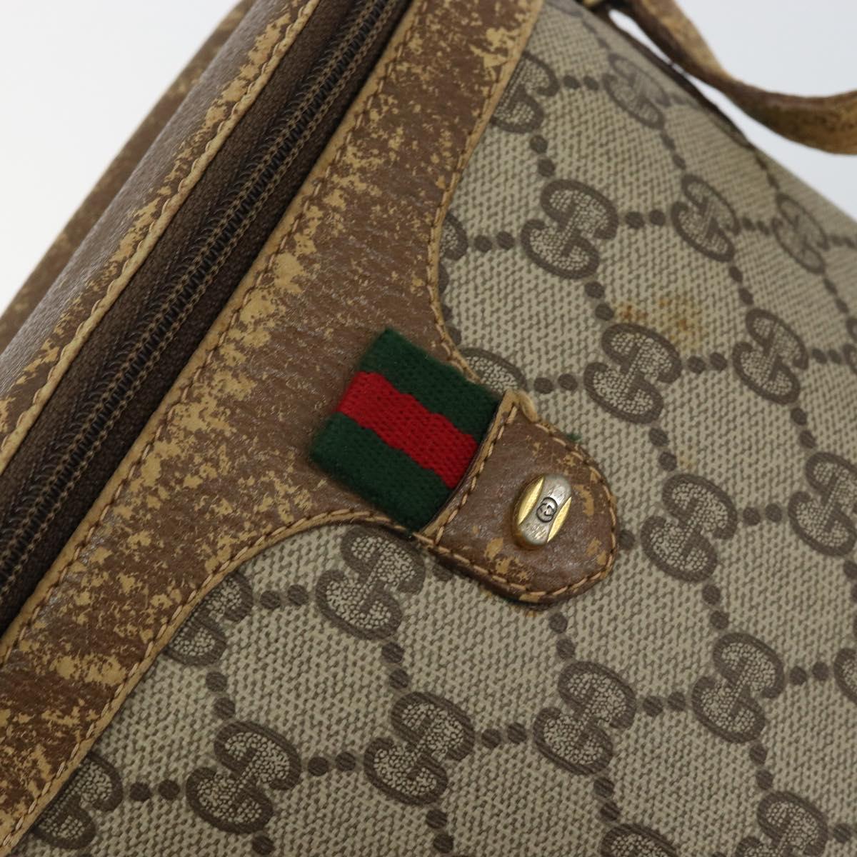 GUCCI GG Supreme Web Sherry Line Bag PVC Beige Gold 904 02 070 Auth 152352