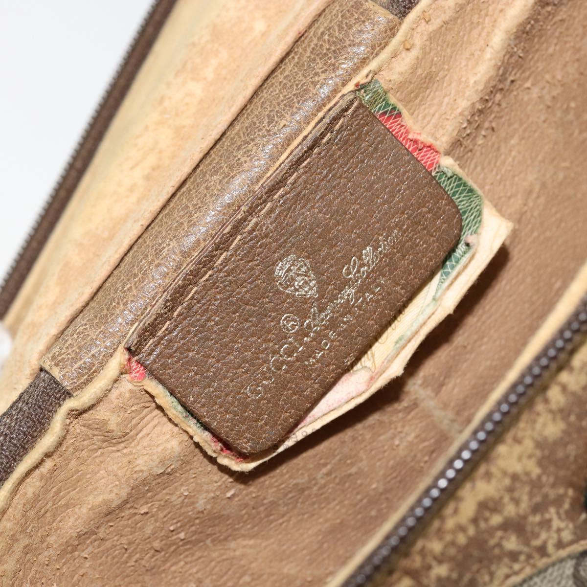 GUCCI GG Supreme Web Sherry Line Bag PVC Beige Gold 904 02 070 Auth 152352