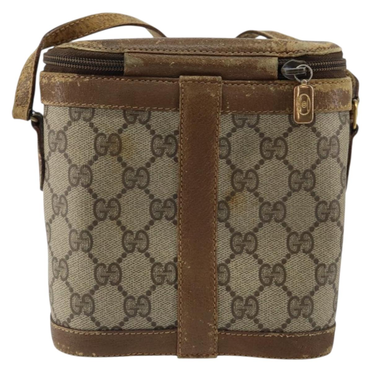 GUCCI GG Supreme Web Sherry Line Bag PVC Beige Gold 904 02 070 Auth 152352