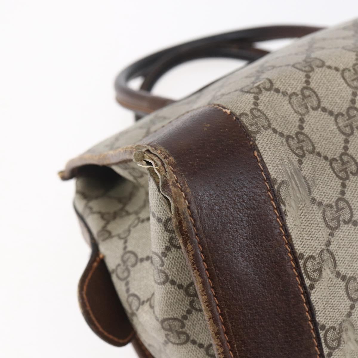 GUCCI GG Supreme Web Sherry Line Hand Bag PVC Beige Gold Auth 152358